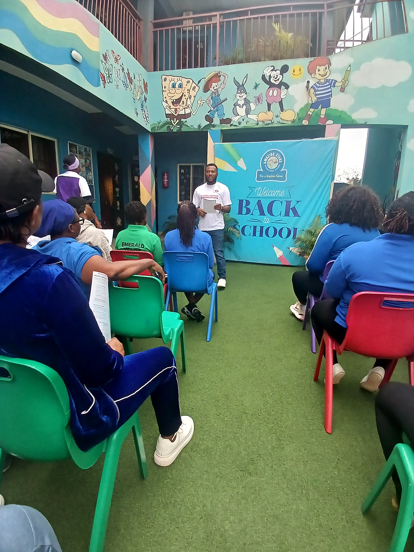 Parents and teachers gathered for the eye care education session