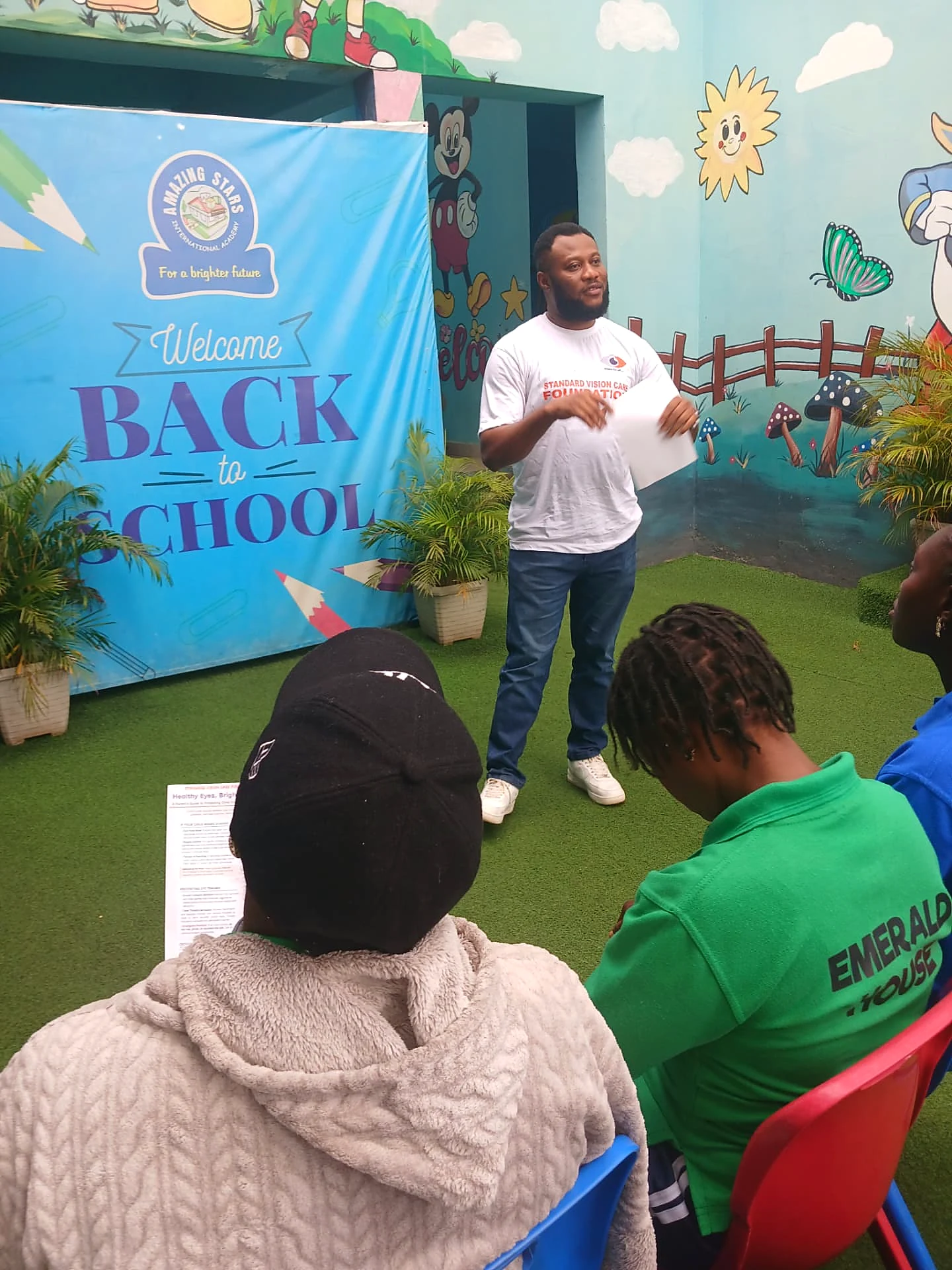 Foundation speaker addressing parents and teachers at Amazing Stars International Academy, Kubwa