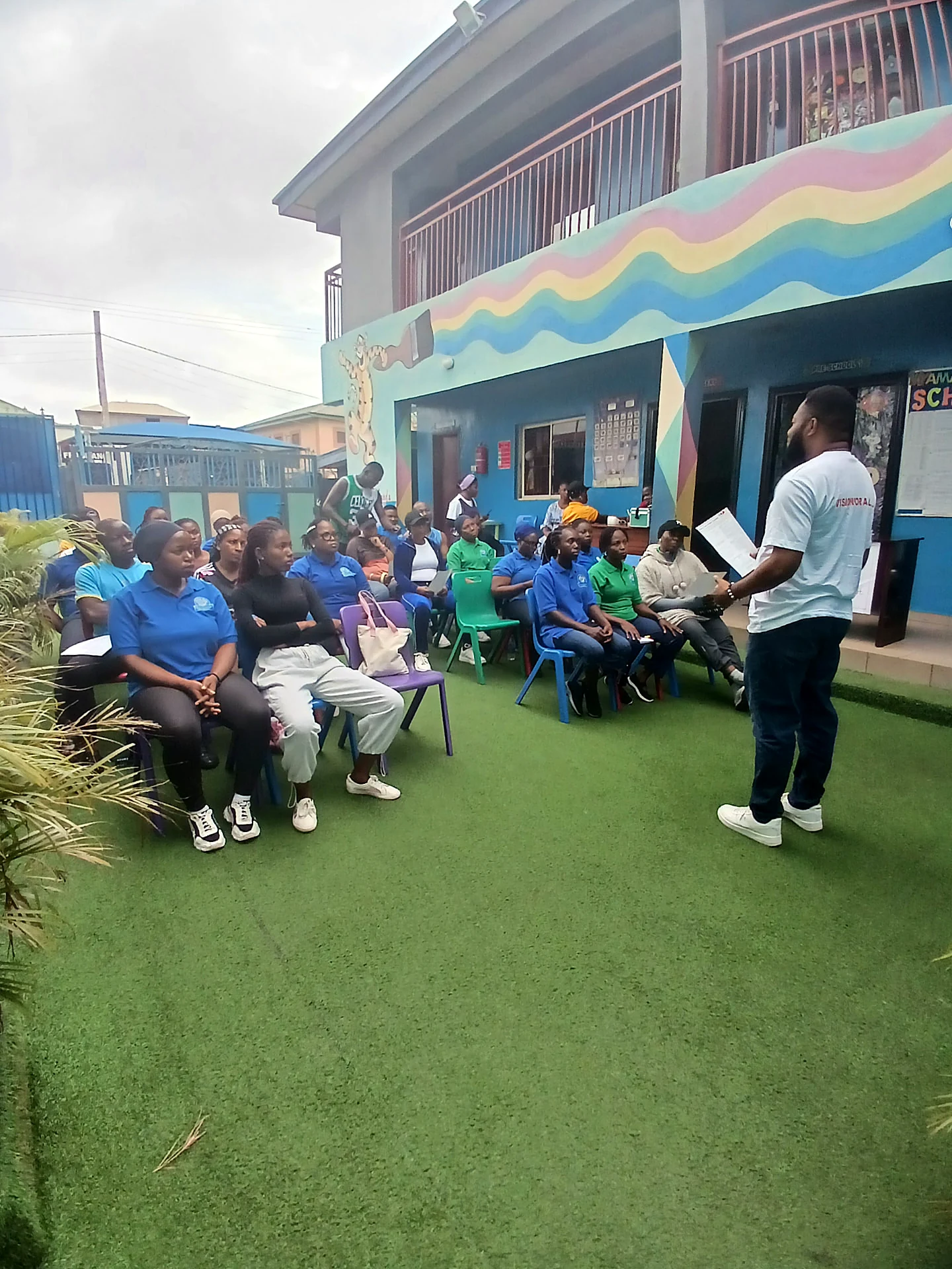 A wide view of the school community gathered for eye health education